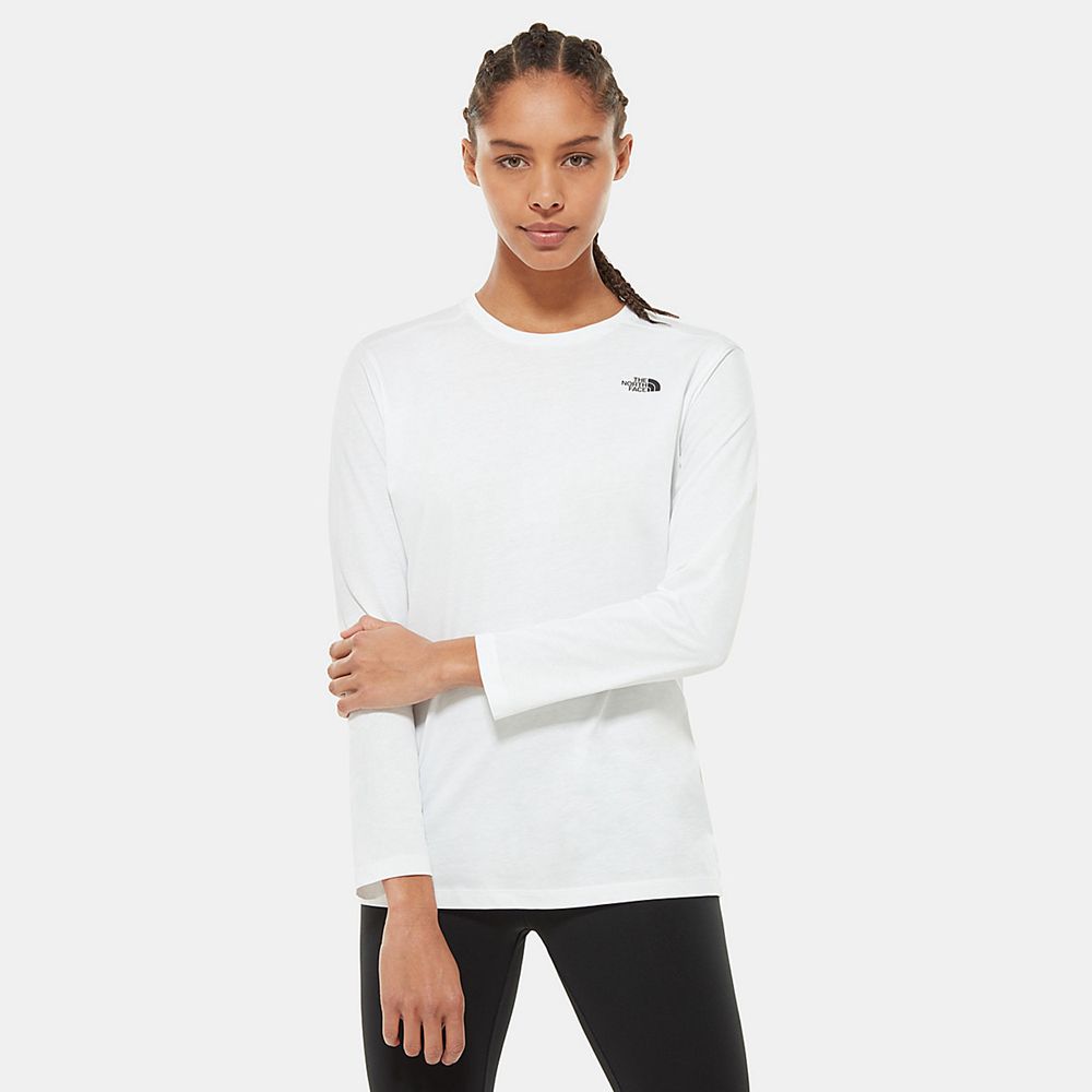 The North Face Long Sleeve Womens Australia - The North Face Simple Dome Long-Sleeve White (OED-3187